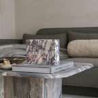 Nook marble candle holder, wafer-thin Calacatta Viola marble
