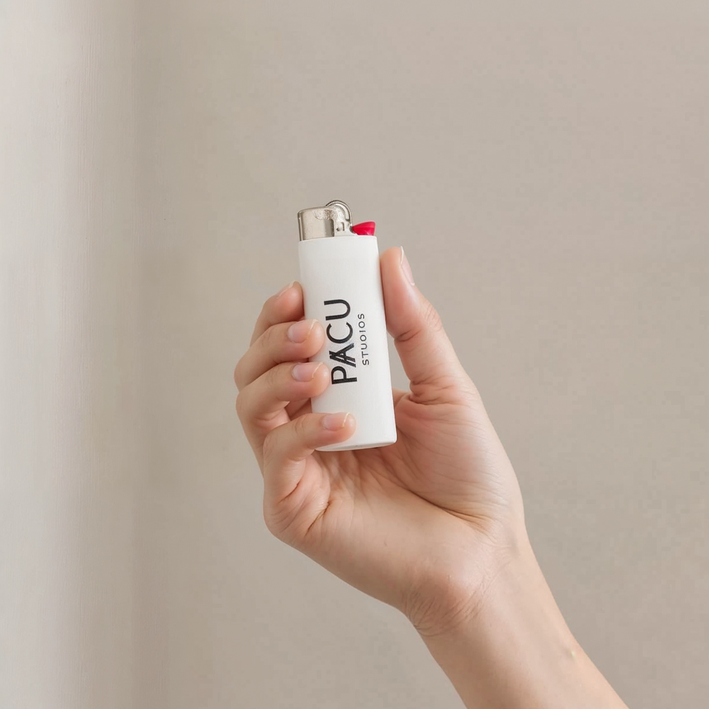 PACU STUDIOS lighter with signature crossed-A logo, for incense ritual
