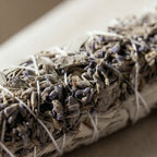 White sage and lavender smudge stick for incense ritual

