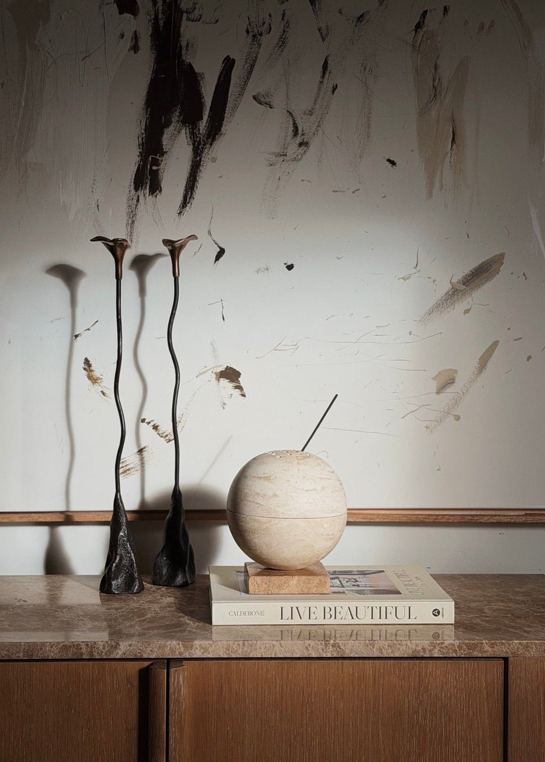 Globe Räucherkugel, Travertin